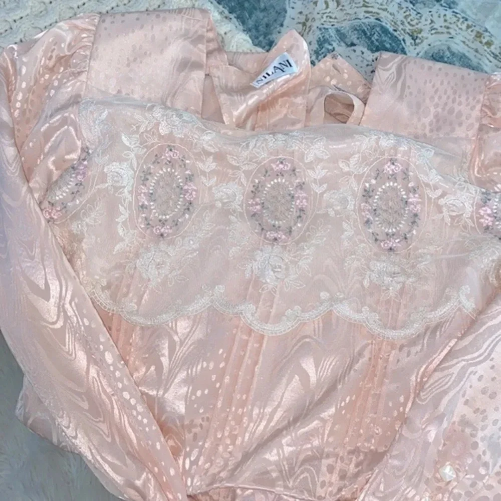 Vintage Nilani peach color maxi dress size 14 - Picture 11 of 11